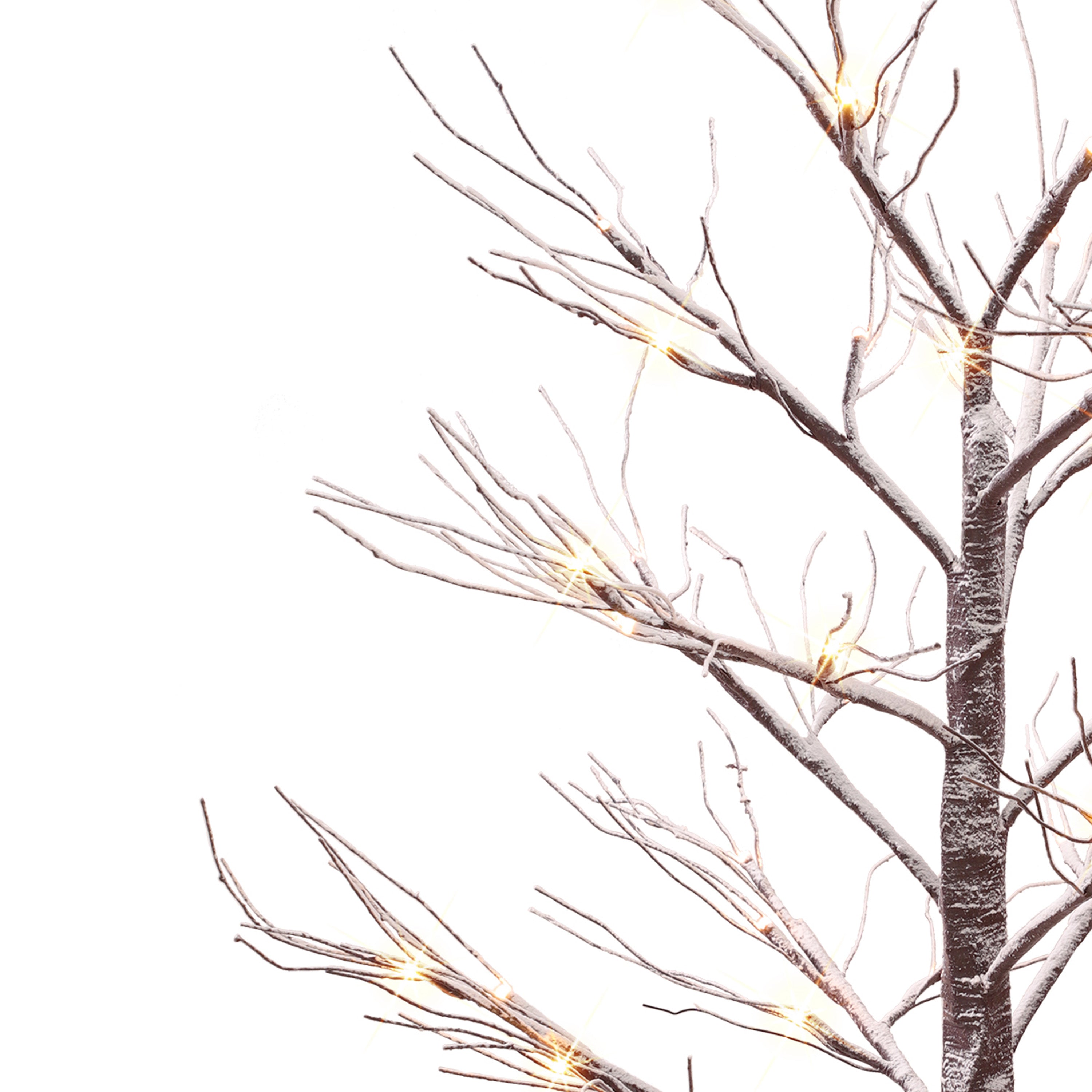 4ft Pre-Lit Flocked Brown Twig Tree